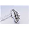 Image 1 : Ladies sterling silver three stone and pave diamond ring, set with 0.60ct of brilliant white diamond