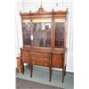 Image 1 : Antique mahogany Regency style china cabinet with drawer and storage base, display upper section wit