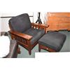 Image 1 : Semi contemporary maple framed Mission style loveseat, arm chair and ottoman