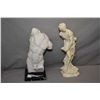 Image 1 : S. A. studio stone male torso sculpture on a marble base 13 1/2" in height plus a resin male figure