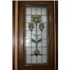 Image 2 : Four antique quarter cut oak and leaded glass panels including two fix mounted panels and two center