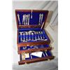 Image 1 : Wooden two drawer canteen containing International silver-plate flatware with servings for eight of 