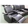 Image 2 : Set of three attached electric reclining theatre chairs with pull back arm rests exposing cup holder