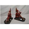 Image 1 : Pair of antique Gerda Gerdago "Red Sorceress" pixie cold painted bronze bookends on marble bases