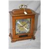 Image 1 : Oak cased semi contemporary chiming mantle " carriage clock design" clock made by Ridgeway, 15" in h