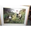 Image 1 : Gilt framed print of three girls gathering flowers