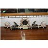 Image 1 : Antique art deco mantle clock with two bronze ibex figures on 24" wide marble base, plus a pair of m