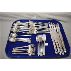 Selection of International  Royal Danish  sterling flatware including nine dinner knives, ten dinner