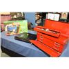 Image 2 : Coleman two burner stove, new in box, a three drawer metal tool box and contents, two propellers inc