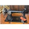 Image 2 : Wood and metal cased Singer sewing machine with bench