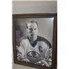 Image 1 : Framed black and white photograph of Edmonton Oilers captain Mark Messier titled " No. 11 Game Face"