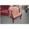 Image 1 : Reproduction mahogany swan head decorated parlour chair with Regency striped upholstery