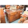 Image 1 : Art deco English oak sideboard with two drawers and two doors, bevelled half circular mirrored backb