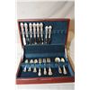 Image 1 : Wooden canteen of Northumbria sterling silver flatware including six dinner knives, six salad forks 