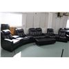 Image 1 : Six seat entertainment room sectional with each seat sharing a cup holder and storage arm rest combo