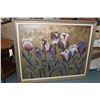 Image 1 : Large gilt framed acrylic on canvas painting of tulips signed by artist 40" X 50"