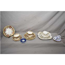 Selection of china collectibles including two fine tea cups, saucers and side plates, two Spode demi