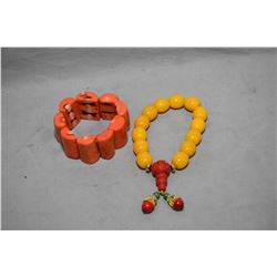 Beeswax style prayer bead bracelet and a south sea red coral bracelet