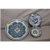 Image 1 : Antique Oriental blue and white branch motif bowl, a blue and white "Spring Garden dish"and a blue a