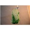 Image 1 : Burmese spinach green jadeite pendant with sterling silver and clear gemstone set bail