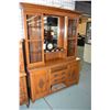 Image 1 : Antique Nouveau influenced sideboard with three drawer and two door base and tall backboard with bev