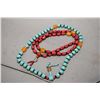 Image 1 : a Sino Tibetan cinnabar prayer bead necklace and a turquoise prayer bead necklace