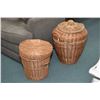 Image 1 : Two lidded woven baskets including a 17" and a 24"