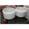 Image 1 : Pair of twin white enamel wash tubs on stands in as new condition