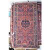 Image 1 : Vintage 100% Iranian wool carpet with red background, royal and navy blue highlights, center medalli