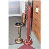 Image 1 : Vintage brass floor standing ashtray and a modern pole lamp with no shade