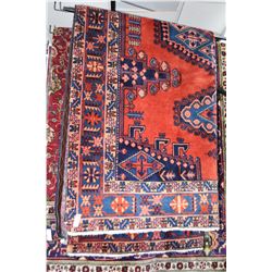 100% Iranian wool Bakhtar carpet with large center medallion, multiple borders, red background and h