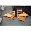 Image 1 : Two children's maple school desk/chair combos, one right hand and one left hand