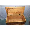 Image 2 : Semi-contemporary knotty pine storage chest with rustic hardware and castors