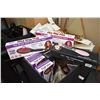 Image 1 : Selection of new salon products including hair extensions, hair extension bags + hangers, chemical p