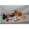 Image 1 : Selection of 1:12th scale dollhouse miniatures including Hoosier, ice chest, sink, pie cupboard, sto