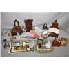 Image 1 : Selection of 1:12th scale dollhouse miniatures including bedroom suite with wardrobe, cabinet and be