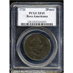 1723[2PENCE] Rosa Americana Twopence XF45 PCGS.