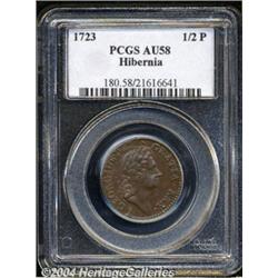 1723[1/2P] Hibernia Halfpenny AU58 PCGS.