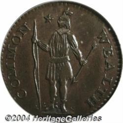 1787[1/2 C] Massachusetts Half Cent AU58 PCGS.