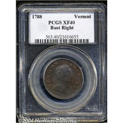1788[COPPER] Vermont Copper, Bust Right XF40 PCGS.