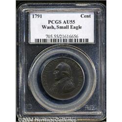 1791[1C] Washington Small Eagle Cent AU55 PCGS.