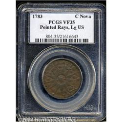 1783[COPPER] Nova Constellatio Copper, Pointed Rays, Large US VF35 PCGS.