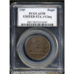 1787[1C] Fugio Cent, UNITED STATES, Cinquefoils AU58 PCGS.