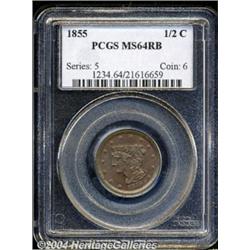 1855[1/2 C] MS64 Red and Brown PCGS.