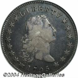 1795[S$1] Flowing Hair, Three Leaves VF30 ANACS.