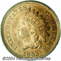 1863[1C] One Cent, Judd-299, Pollock-359, R.3, PR65 Red and Brown PCGS.