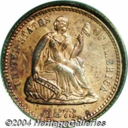 1873[H10C] Half Dime, Judd-1266, Pollock-1408, High R.7, PR62 Red and Brown PCGS.