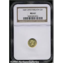 1849[G$1] Open Wreath MS62 NGC.