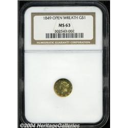 1849[G$1] Open Wreath MS63 NGC.