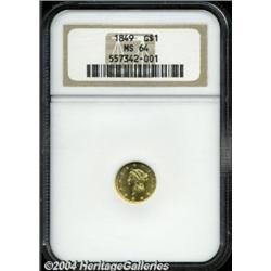 1849[G$1] Open Wreath MS64 NGC.
